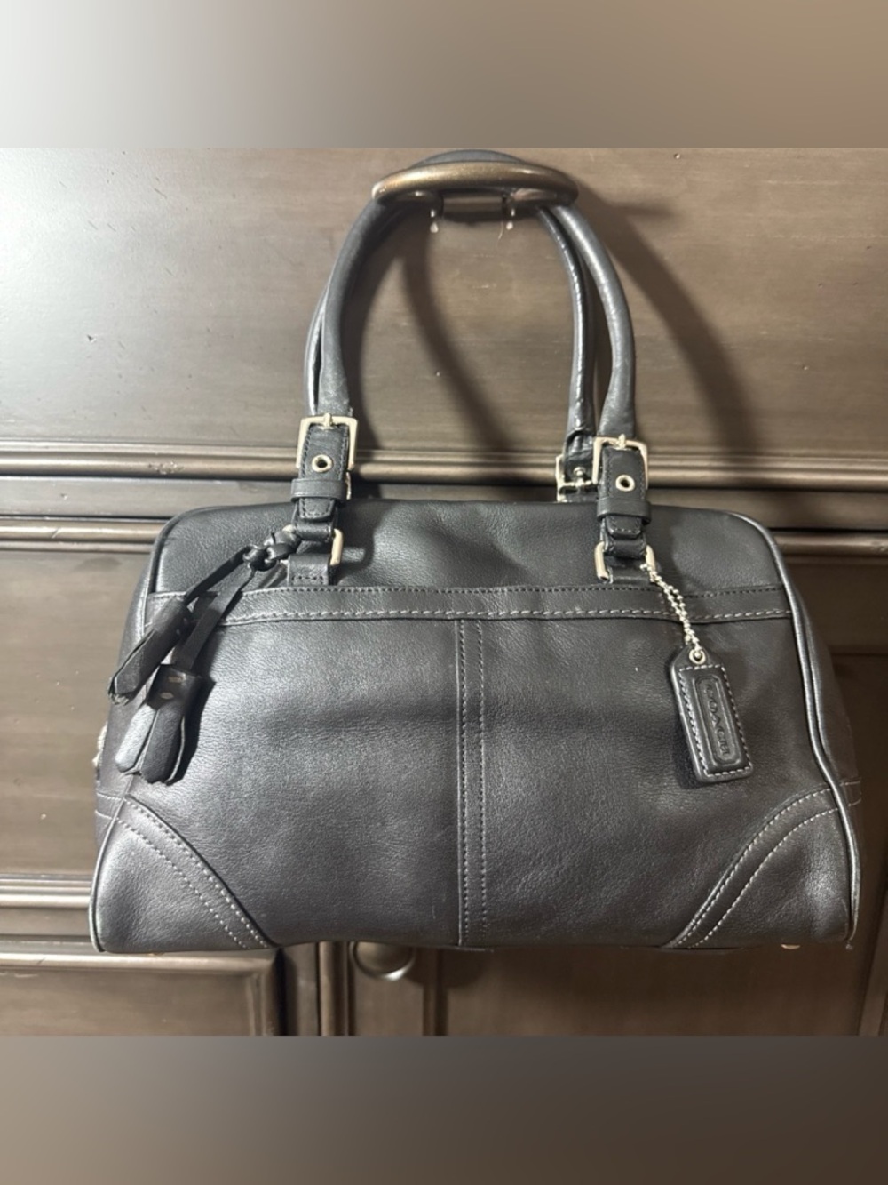 Vintage Coach Doctors Satchel 8A69 Black Leather Handbag Purse